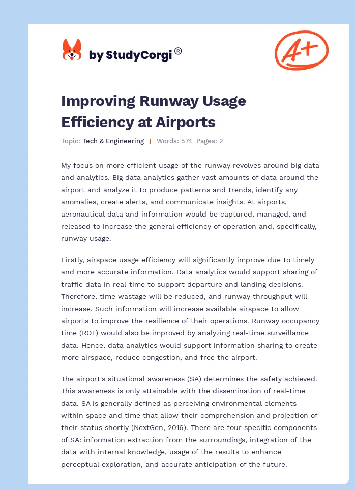 Improving Runway Usage Efficiency at Airports. Page 1