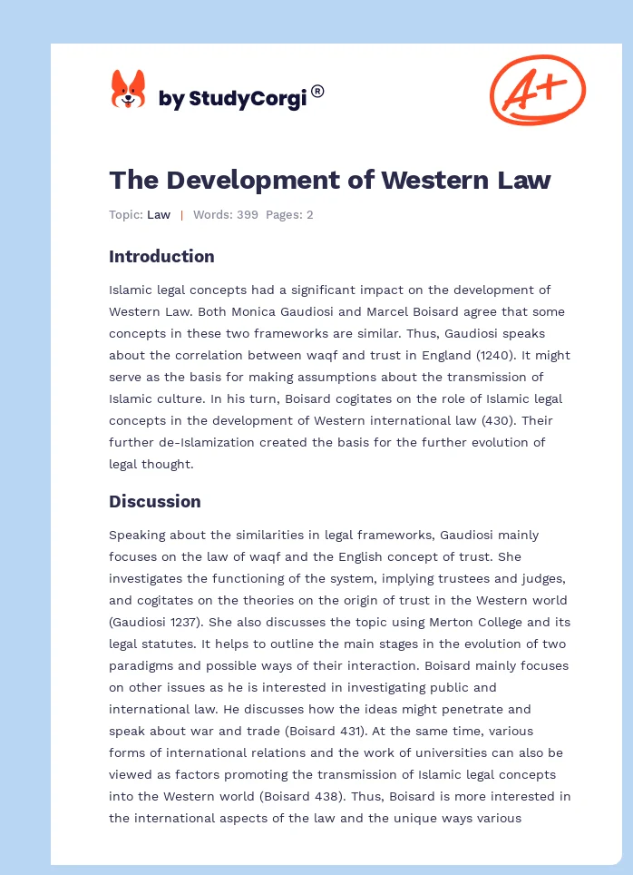 The Development of Western Law. Page 1