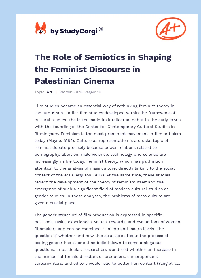 The Role of Semiotics in Shaping the Feminist Discourse in Palestinian Cinema. Page 1