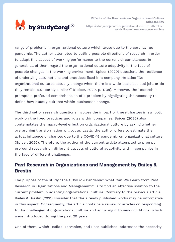 Organizational Culture After the COVID-19 Pandemic. Page 2
