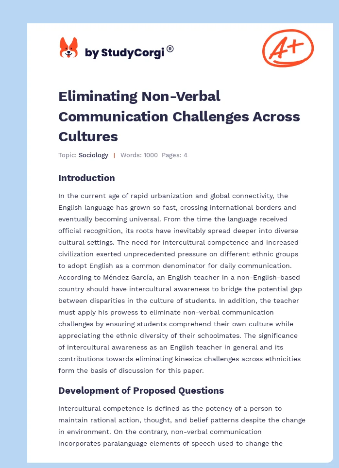 Eliminating Non-Verbal Communication Challenges Across Cultures. Page 1