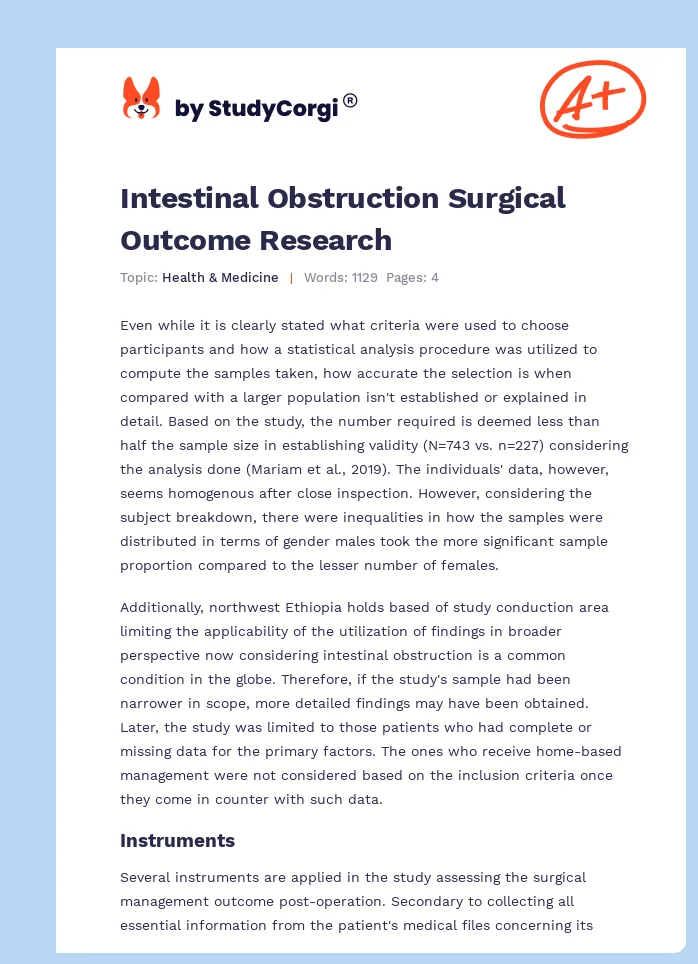 Intestinal Obstruction Surgical Outcome Research. Page 1