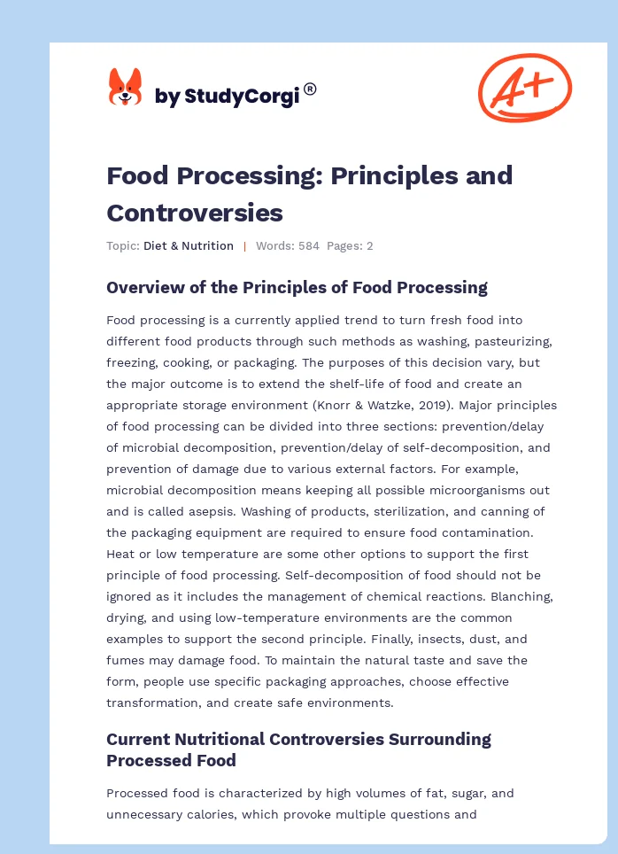 Food Processing: Principles and Controversies. Page 1