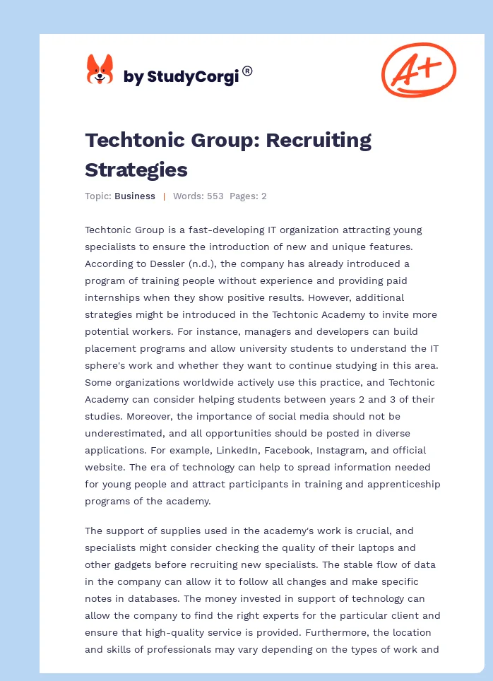 Techtonic Group: Recruiting Strategies. Page 1