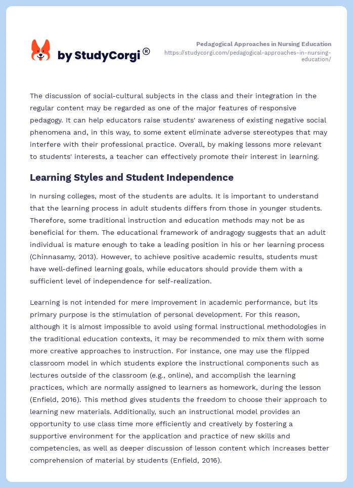Pedagogical Approaches in Nursing Education. Page 2