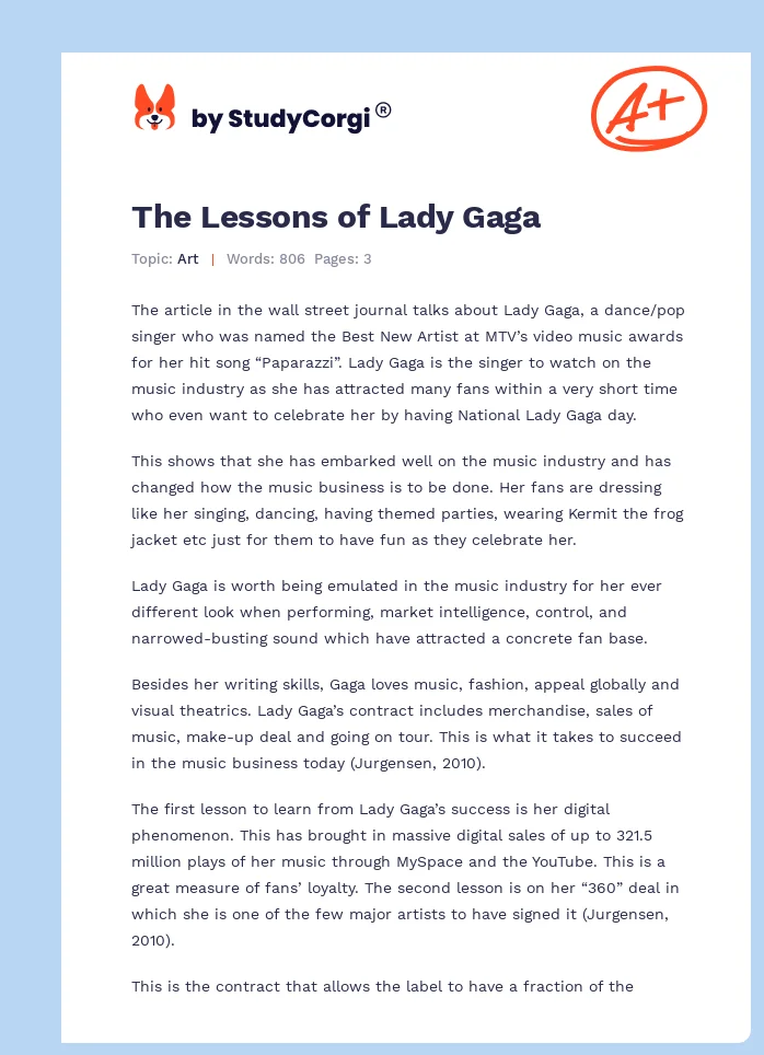 The Lessons of Lady Gaga. Page 1