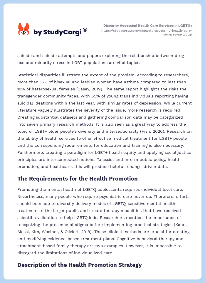 Disparity Accessing Health Care Services in LGBTQ+. Page 2