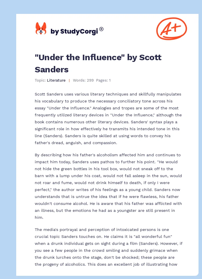 "Under the Influence" by Scott Sanders. Page 1