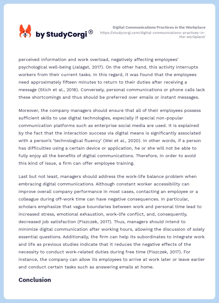 Digital Communications Practices in the Workplace. Page 2