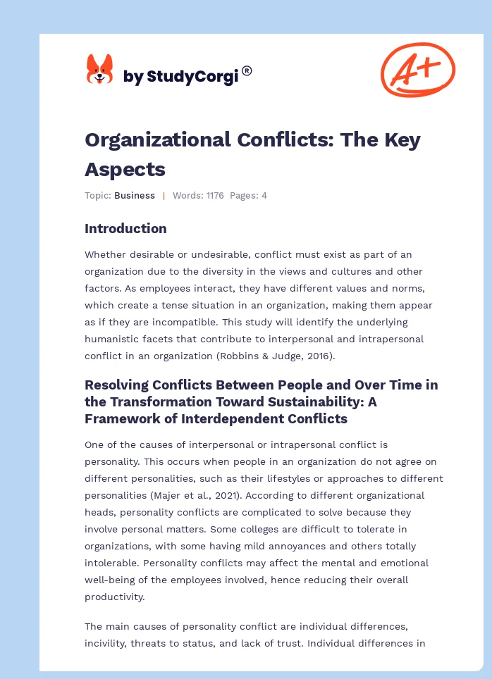 Organizational Conflicts: The Key Aspects. Page 1