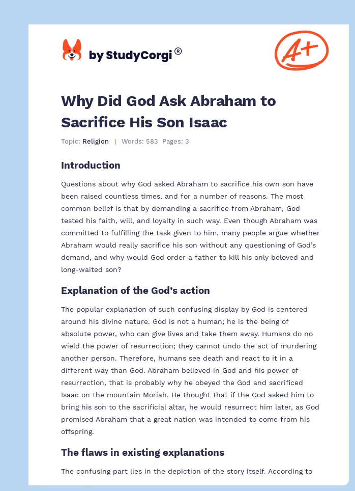 Why Did God Ask Abraham to Sacrifice His Son Isaac. Page 1