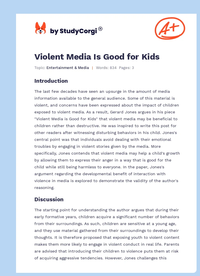 Violent Media Is Good for Kids. Page 1
