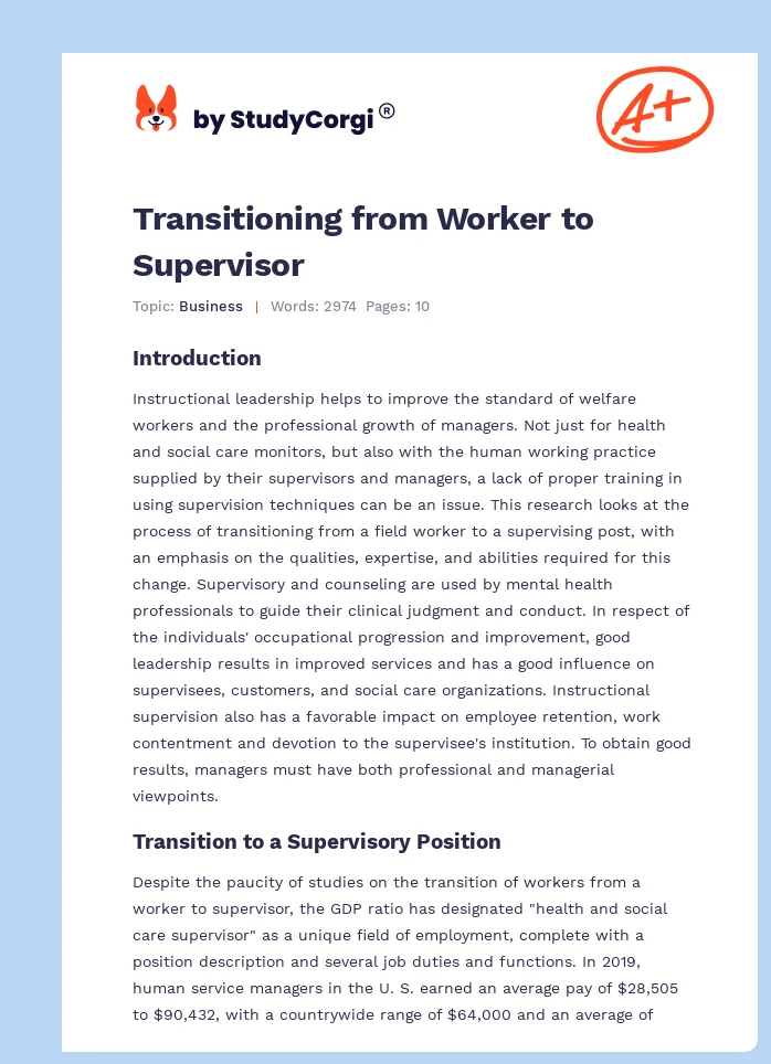 Transitioning from Worker to Supervisor. Page 1