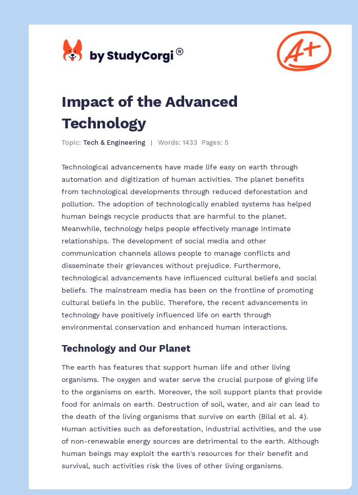 Impact of the Advanced Technology. Page 1