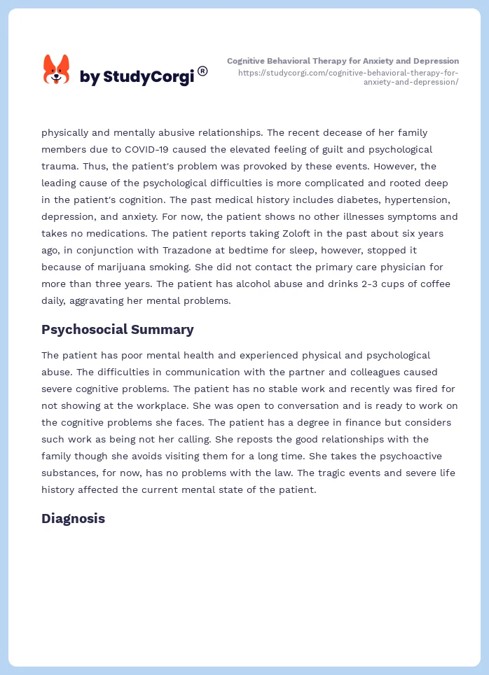 Cognitive Behavioral Therapy for Anxiety and Depression. Page 2