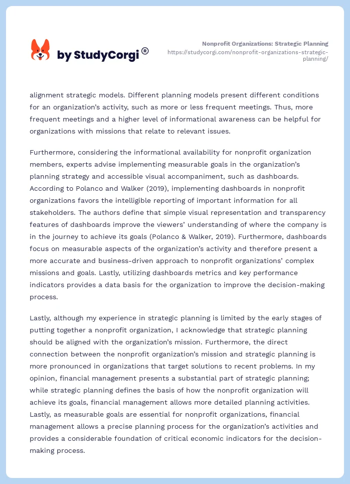 Nonprofit Organizations: Strategic Planning. Page 2