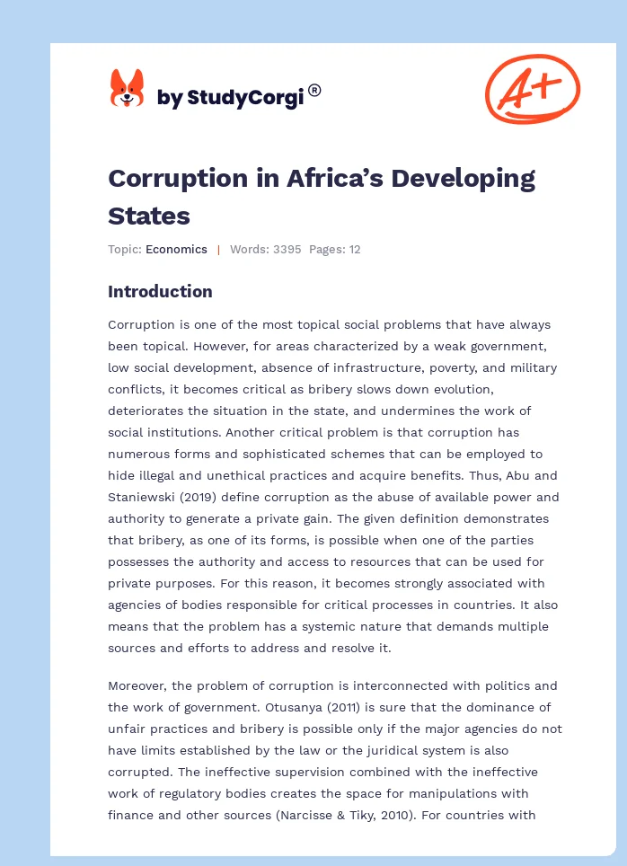 Corruption in Africa’s Developing States. Page 1