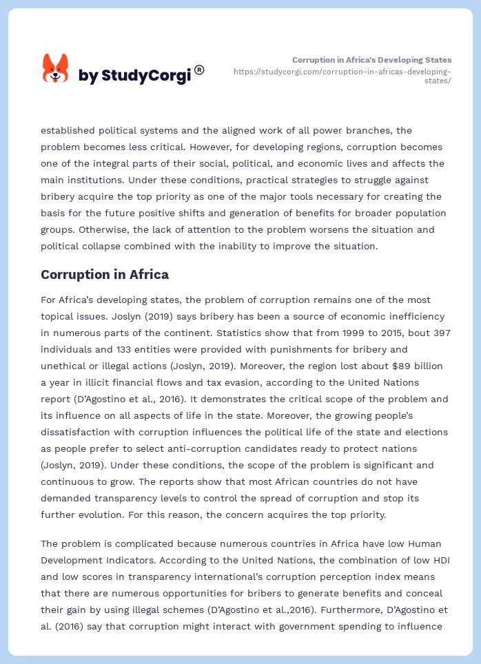 Corruption in Africa’s Developing States. Page 2