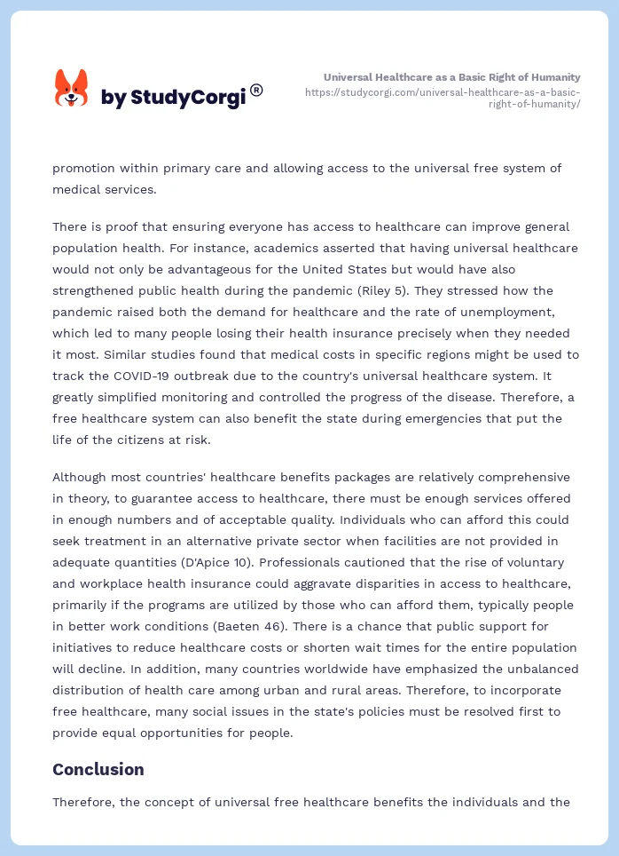 Universal Healthcare as a Basic Right of Humanity. Page 2
