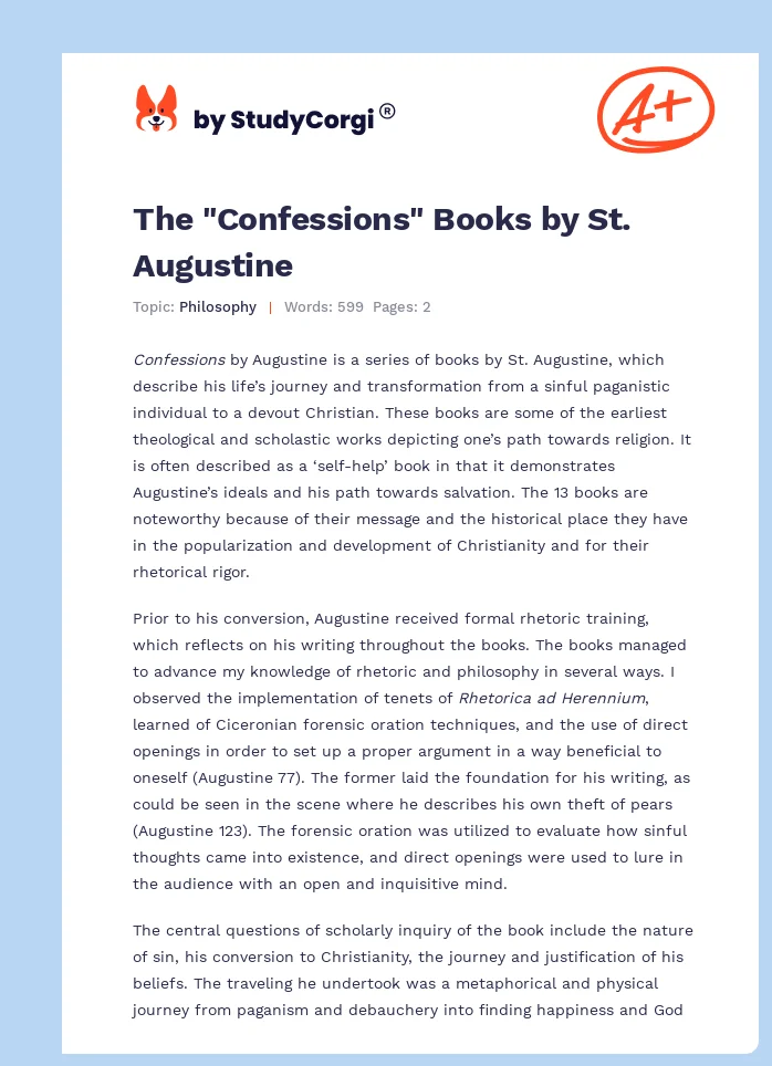 The "Confessions" Books by St. Augustine. Page 1