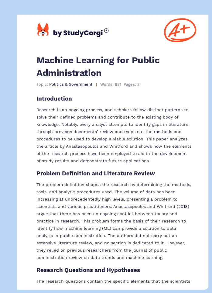 Machine Learning for Public Administration. Page 1