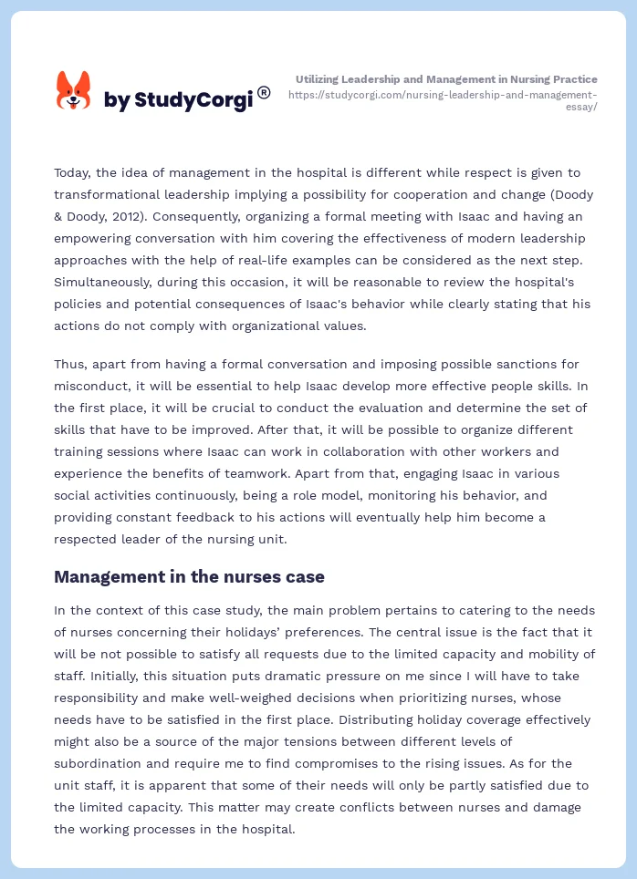 Utilizing Leadership and Management in Nursing Practice. Page 2