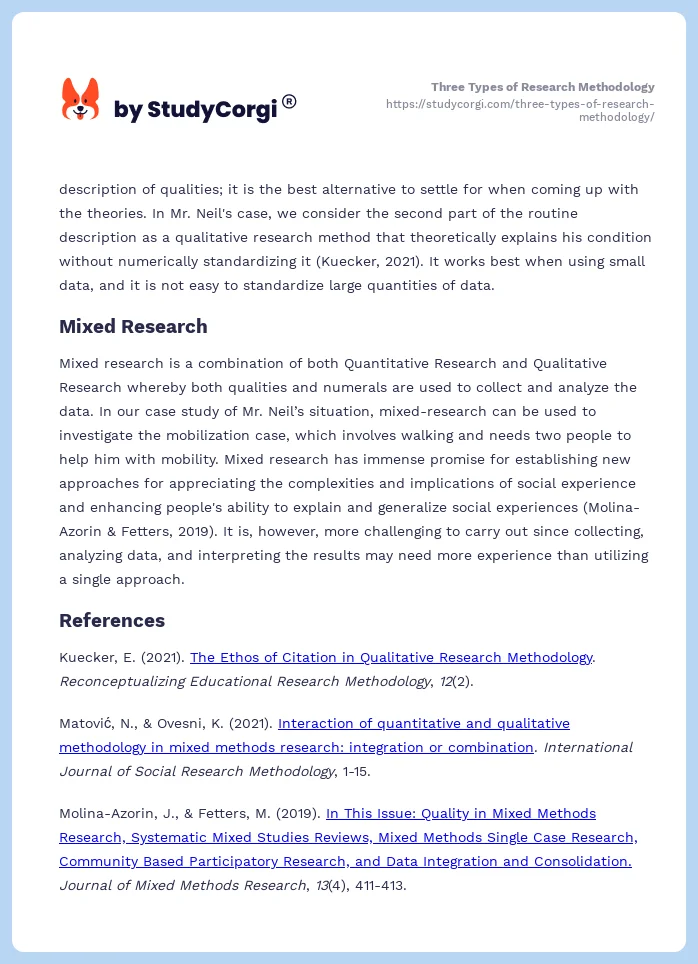 Three Types of Research Methodology. Page 2