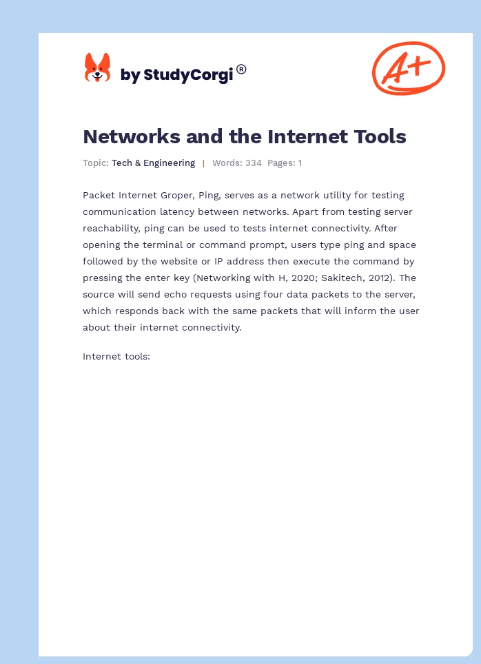 Networks and the Internet Tools. Page 1