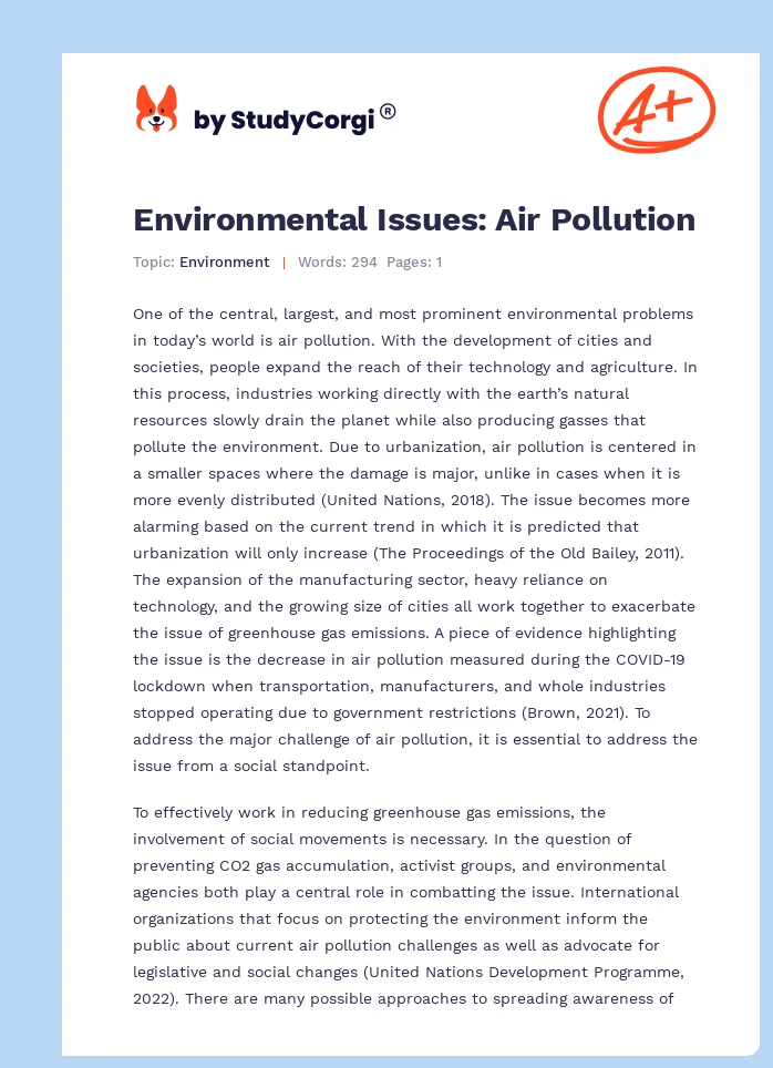 Environmental Issues: Air Pollution. Page 1