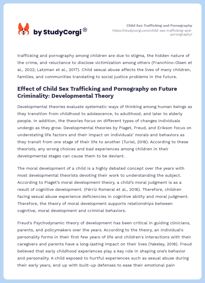 Child Sex Trafficking and Pornography. Page 2