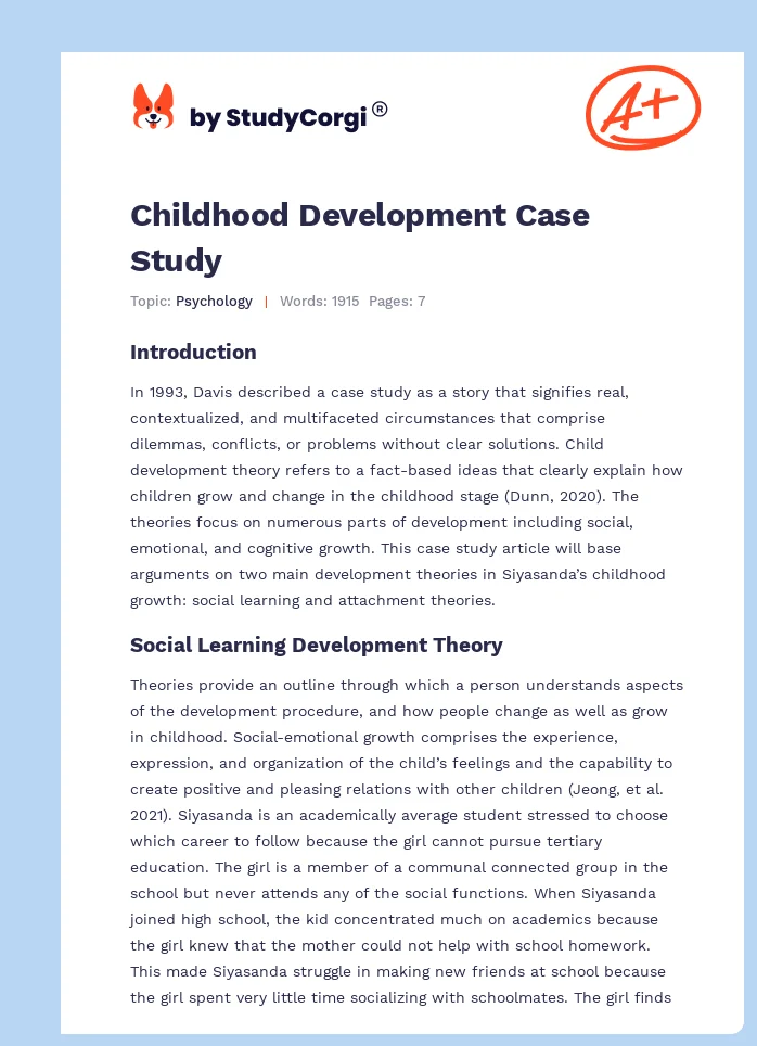 Childhood Development Case Study. Page 1