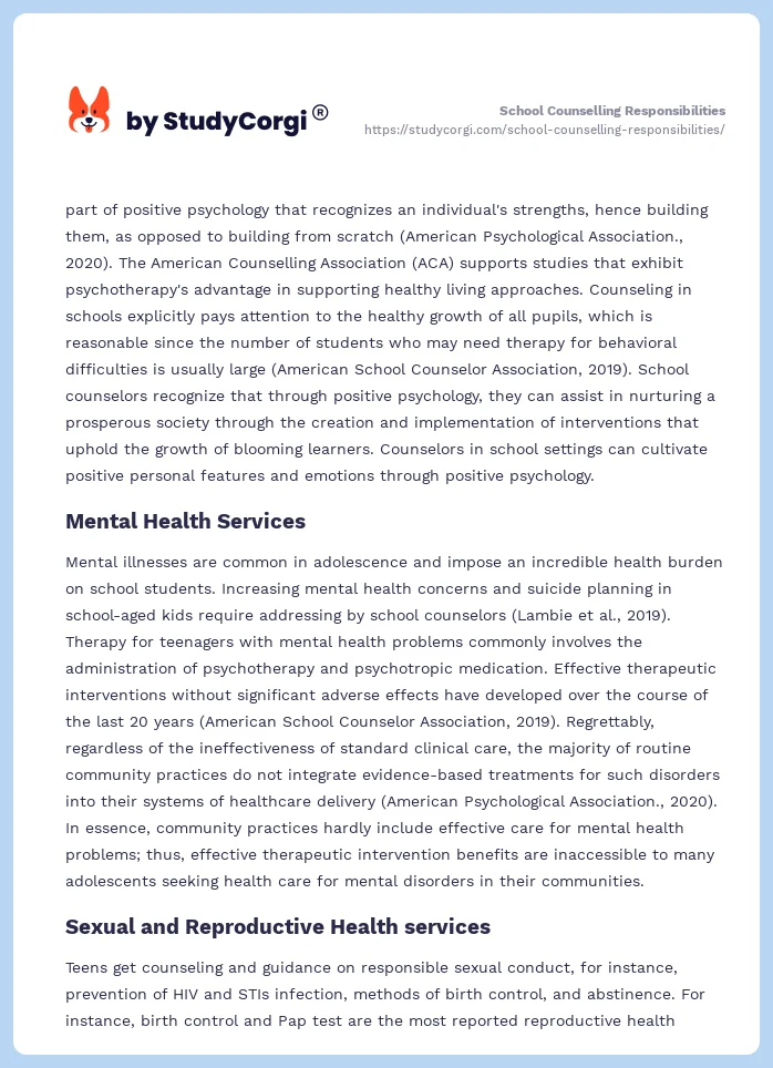 School Counselling Responsibilities. Page 2