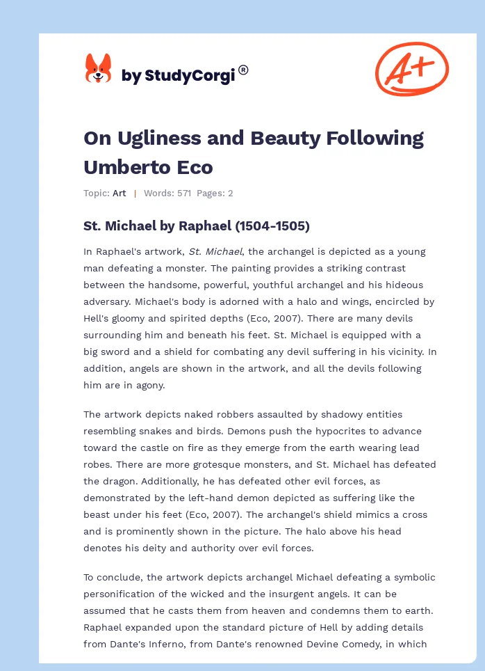On Ugliness and Beauty Following Umberto Eco. Page 1