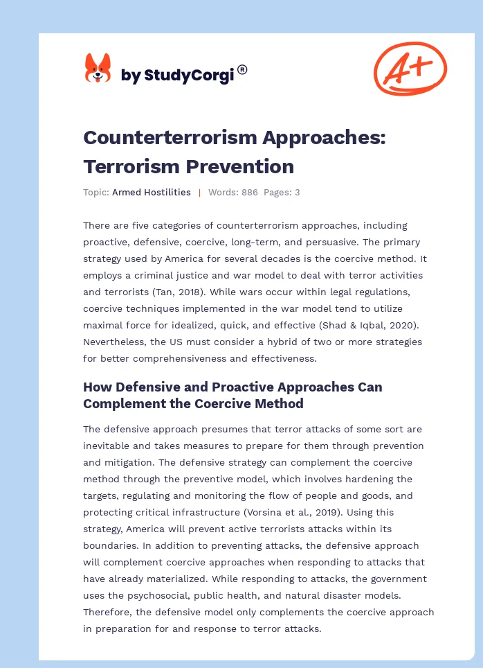 Counterterrorism Approaches: Terrorism Prevention. Page 1