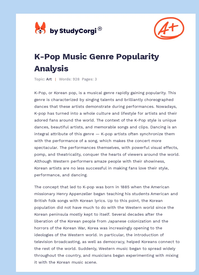 K-Pop Music Genre Popularity Analysis. Page 1
