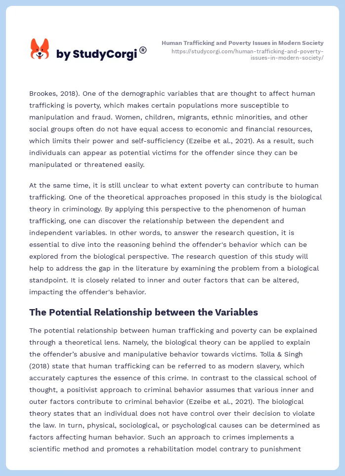 Human Trafficking and Poverty Issues in Modern Society. Page 2