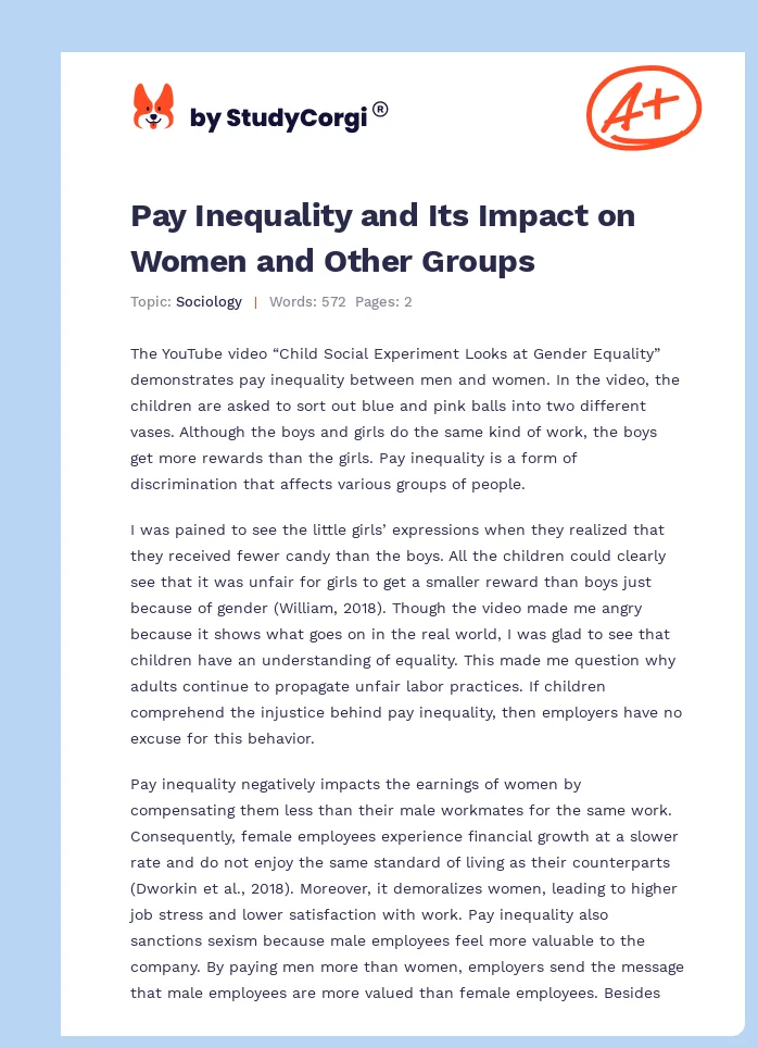 Pay Inequality and Its Impact on Women and Other Groups. Page 1