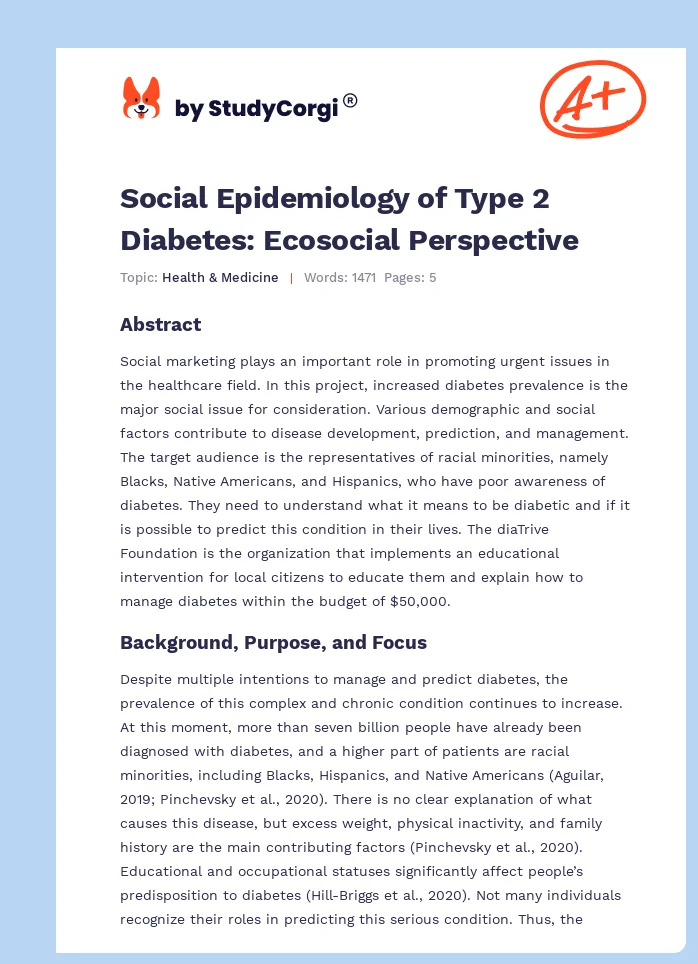 Social Epidemiology of Type 2 Diabetes: Ecosocial Perspective. Page 1