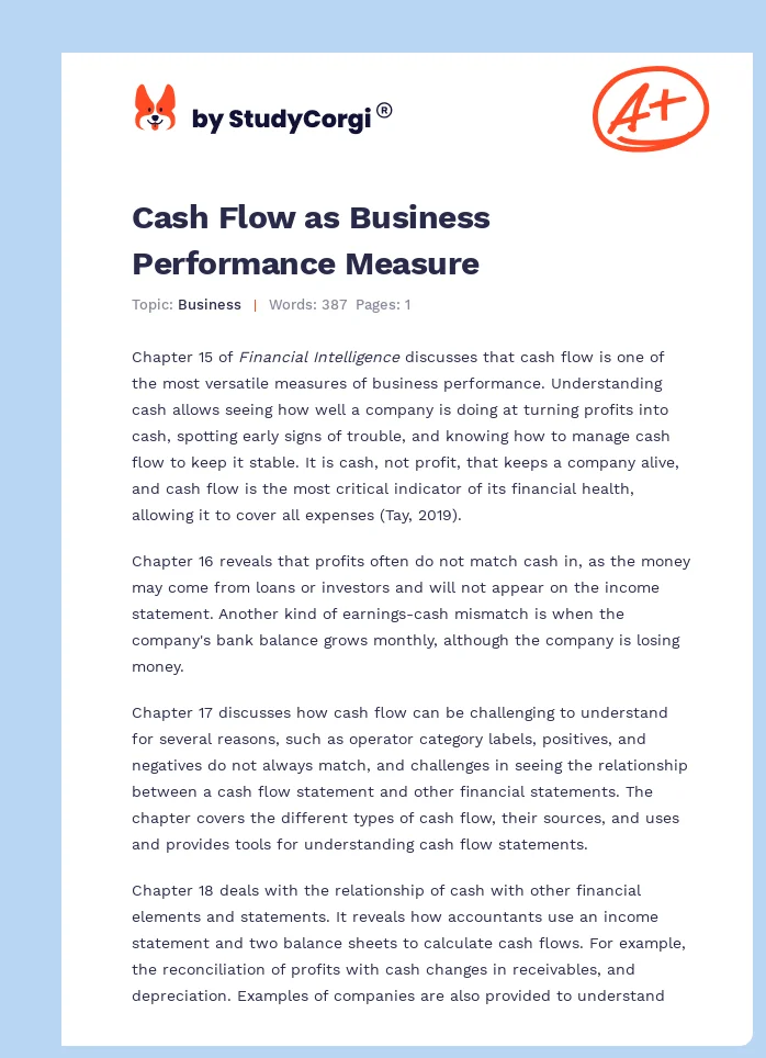 Cash Flow as Business Performance Measure. Page 1