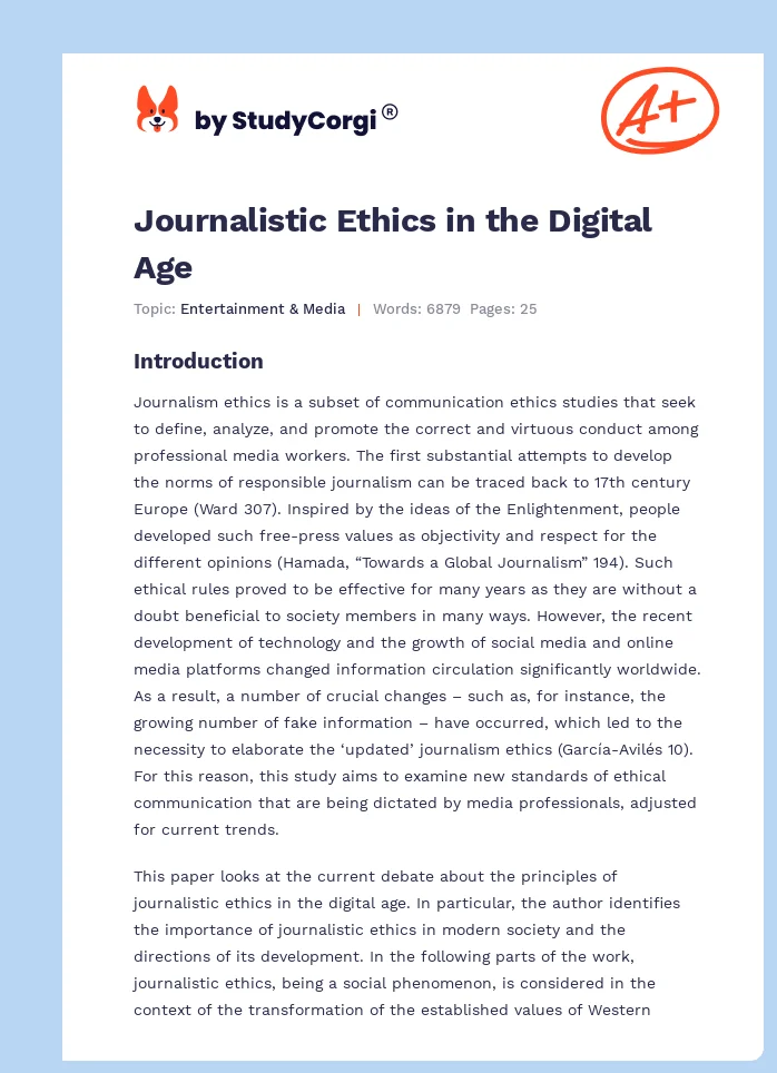Journalistic Ethics in the Digital Age. Page 1