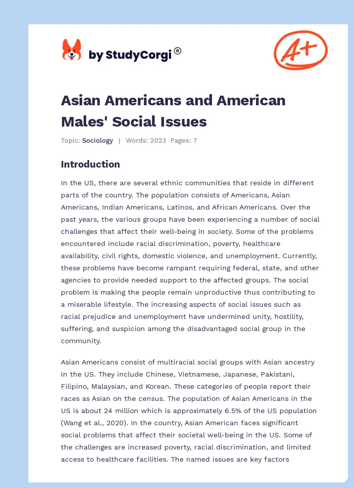 Asian Americans and American Males' Social Issues. Page 1