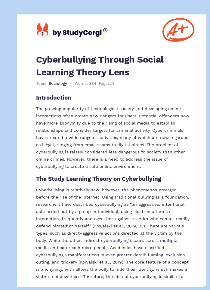 Cyberbullying Through Social Learning Theory Lens. Page 1