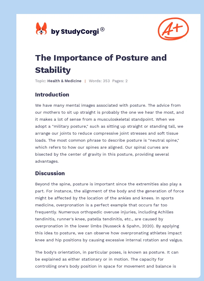 The Importance of Posture and Stability. Page 1