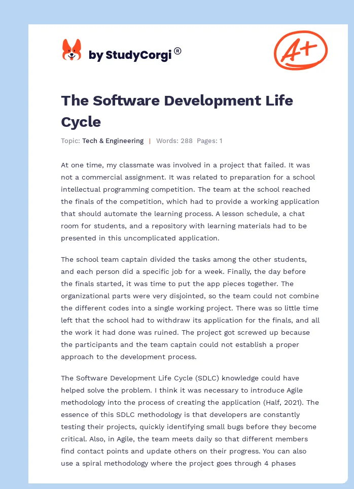 The Software Development Life Cycle. Page 1