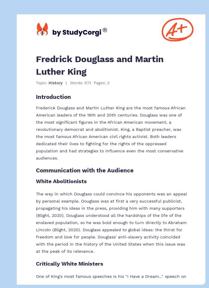 Fredrick Douglass and Martin Luther King. Page 1