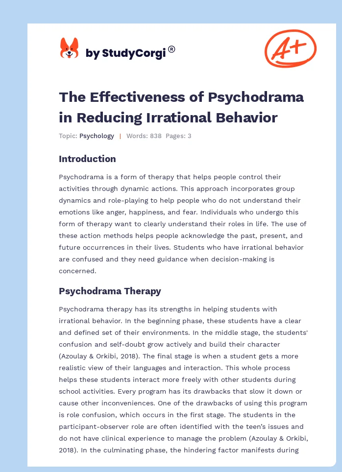 The Effectiveness of Psychodrama in Reducing Irrational Behavior. Page 1