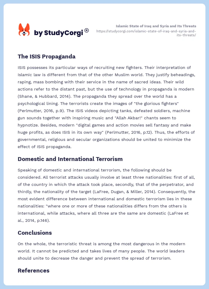 Islamic State of Iraq and Syria and Its Threats. Page 2