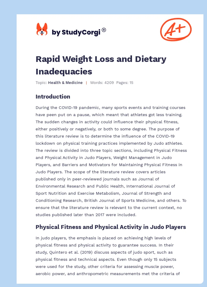 Rapid Weight Loss and Dietary Inadequacies. Page 1