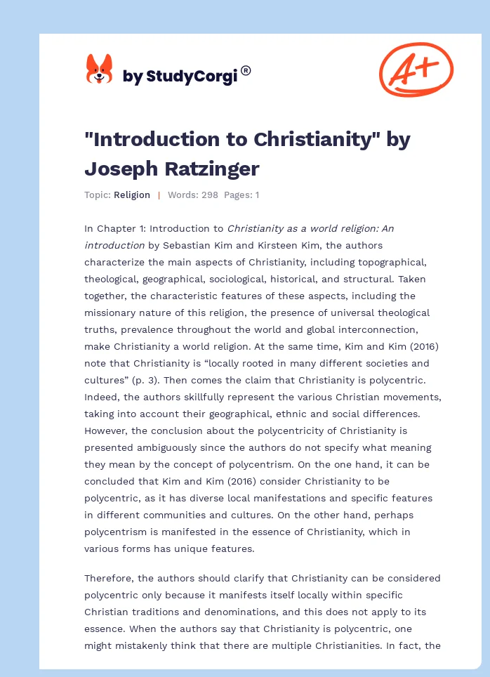 "Introduction to Christianity" by Joseph Ratzinger. Page 1
