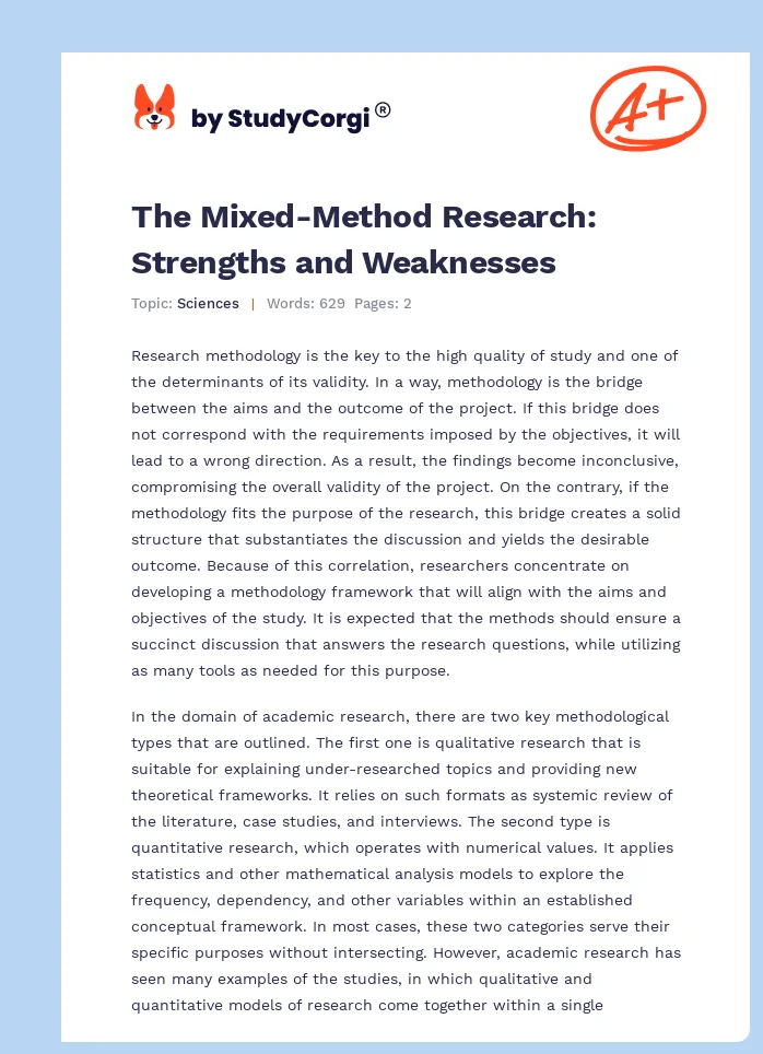 The Mixed-Method Research: Strengths and Weaknesses. Page 1